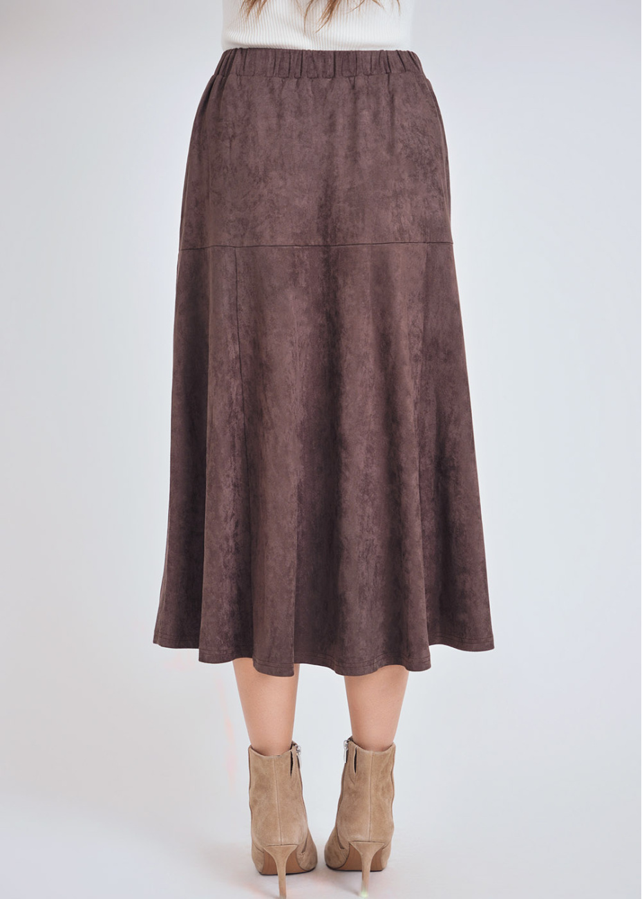 self-portrait Women's Suede Midi Skirt Brown main image 1